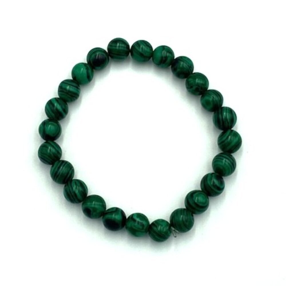Malachite Beaded Bracelet Green Elastic Purity Protection‎ Happiness